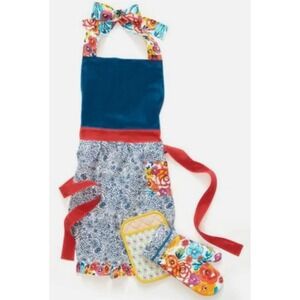 Pioneer Woman 3-Piece Kitchen Set Flea Market Pattern-Apron, Oven Mitt Potholder